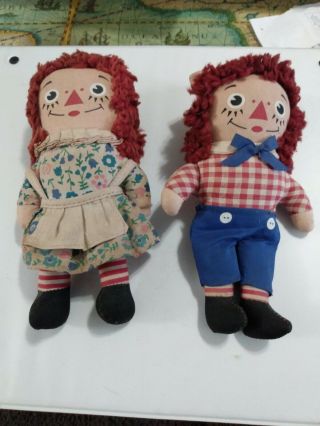 Vintage Cloth Knickerbocker Raggedy Ann And Andy Dolls