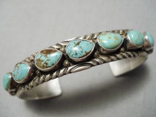 Rare Vintage Navajo Teardrop Royston Turquoise Sterling Silver Bracelet Old