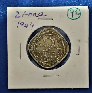 Rare British India Coin King George Vi 2 Anna (1/8 Rupee) 1944