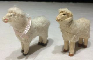 Antique German Wooly Sheep - Vintage Putz Christmas - Primitive Decoration