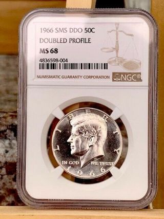 1966 Kennedy Double Die Obv - Doubled Profile Ngc Sms 68 Top Pop - Rare