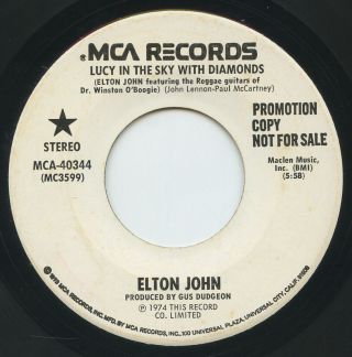 Rare Rock 45 - Elton John - Lucy In The Sky With Diamonds - Mca Records - Promo - M -