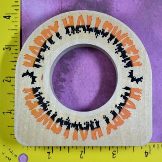 Happy Halloween Ring Frame Stampendous Rare 2.  5 In.  Opening Bats Rubber Stamp