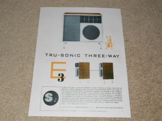 Stephens Tru - Sonic E3 Speaker Ad,  1956,  1 Pg,  Color,  Article,  Specs,  Very Rare