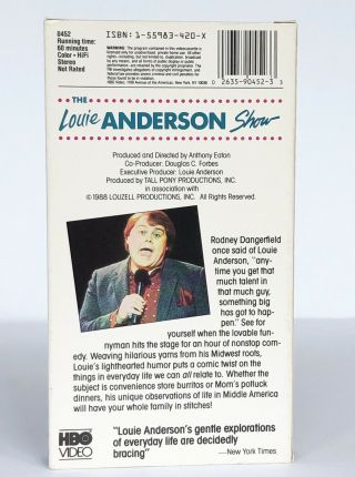 The LOUIE ANDERSON Show (VHS,  1988) Rare HBO VIDEO 80’s Stand - Up Comedy Special 2