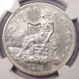 1876 - S Trade Silver Dollar T$1 - Ngc Uncirculated Details - Rare Unc Bu Ms Coin