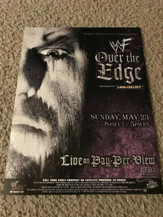 Vintage 1999 Wwf Over The Edge Poster Print Ad The Undertaker 1990s Wwe Rare