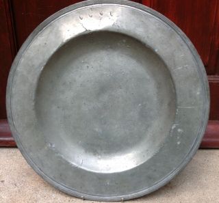 Rare Late 17th Century Barnstaple Pewter Charger By John Webber Dated 1694
