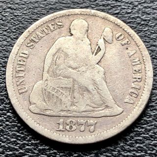 1877 S Seated Liberty Dime 5c Circulated Rare 3580