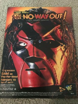 Vintage 1998 Wwf No Way Out Ppv Poster Print Ad Kane 1990s Wwe Rare