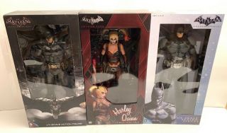 Set 3x Neca 1/4 Scale Figure - Batman Harley Quinn Arkham Knight City Origins