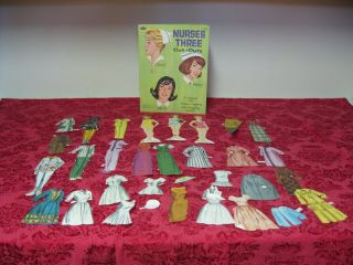 Vintage 1964 Whitman Nurses Three Paper Doll Cut