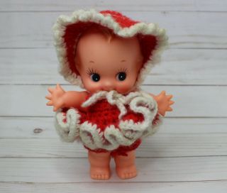 Kewpie Doll With Wings 7 1/2 " Tall Plastic With Moveable Head And Arms Vintage