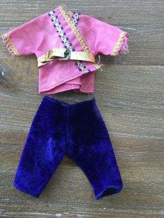 Vintage 8” Ginger Ginny Doll - Purple Velvet Pants,  Pink Taffeta Top,  Gold Belt