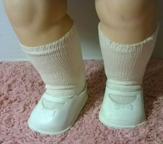 White Vinyl Mary Jane Shoes (2 3/4 " X1 1/2 ") Anklet Socks Fit 20 " Tiny Tears Doll