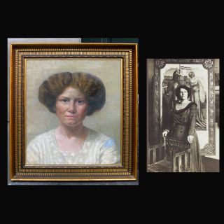 Very Rare Portrait Of Female Pioneer Artist,  Agnes Slott - Moller.  1890s.  Signed.