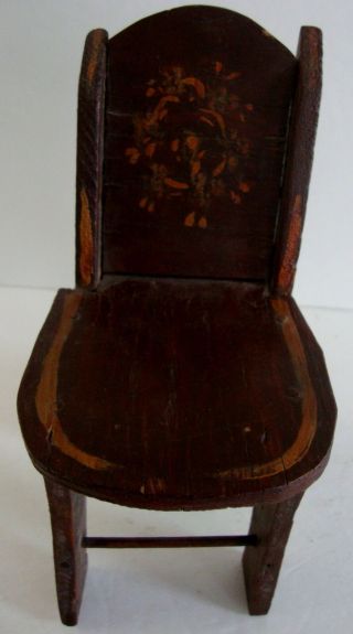 Vintage Doll Size Wood Hand Painted Design Chair Furniture