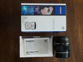 Olympus 75mm F/1.  8 Lens (black) For Micro Four Thirds,  Rarely
