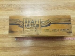 Vintage Antique Kraft American 5lb Pound Cheese Wooden Box Chicago Il Woodenware