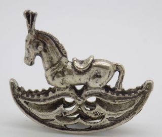 Vintage Solid Silver Italian Made Carousel Horse Figurine,  Miniature,  Stamped 3