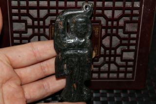 Chinese Jade,  Hongshan Culture,  Black Magnet,  Jade,  Dancers,  Pendant A30