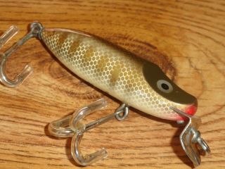 Vintage Fishing Lure Wooden Paw Paw J.  C.  Higgins River Runt Pike Scale C.  1940 