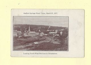 Ct Stafford Springs 1901 - 09 Udb Antique Postcard Flood Views March 1877 Conn