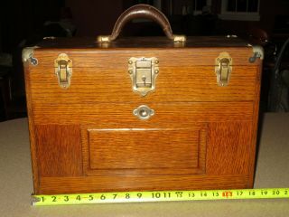 Vintage VERY OLD Rare 1940 GERSTNER Machinist Wood Tool Box 041A w/Key PRISTINE 2