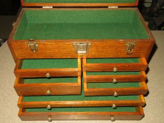 Vintage VERY OLD Rare 1940 GERSTNER Machinist Wood Tool Box 041A w/Key PRISTINE 3