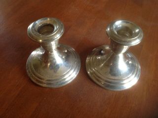 Vintage Pair Gorham Sterling Silver Weighted Candle Holders 661