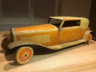 17 " Jnf Made In Germany Tin Wind Up Toy Car Very Very Rare 1930