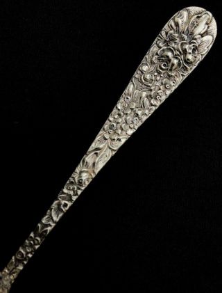 STIEFF STERLING SILVER 925 FLORAL REPOUSSE FLAT HANDLE SOLID MASTER BUTTER KNIFE 3