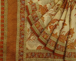 Vintage Saree Indian Art Silk Floral Printed Ethnic Sari Fabric