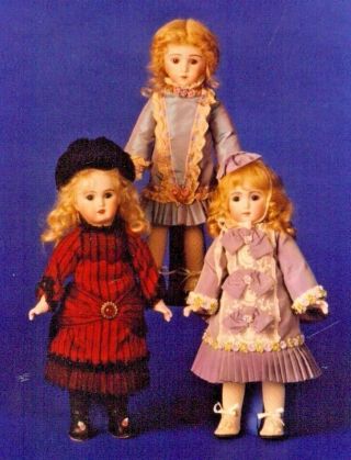 11 " Antique French Tete Jumeau/bleuette Doll Bustle Dress/variations Hat Pattern