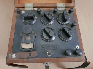 Antique Leeds & Northrup Co Galvanometer Test Equipment Voltage,  Wood Case