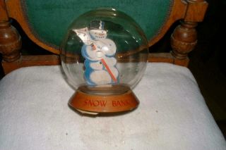 Very Rare Vintage 1940s/50s Snowman Bubble Snow Glass Globe Coin Bank Still Bank