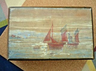 Antique Painted Box By C.  W.  H 1920 6 1/2 " X 4 " X 2 1/2 " Depth