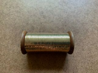 Vintage Gold Metallic Thread On A Wooden Spool