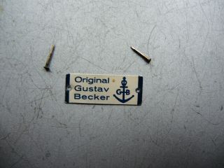 Antique Small Metal Brand Logo Name Plaque German Wall Chime Clock Gustav Becker