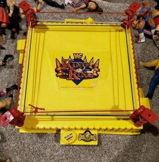 Rare Wwf Hasbro Yellow King Of The Ring Wrestling Ring W/flag
