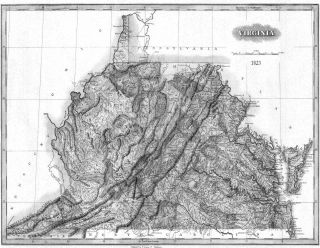 1823 Va Map Front Royal Elkton Berryville Burkeville Virginia History Huge