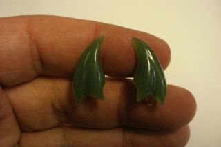 Antique Jade 1/20 12 Kt G.  F.  Screw Back Earrings