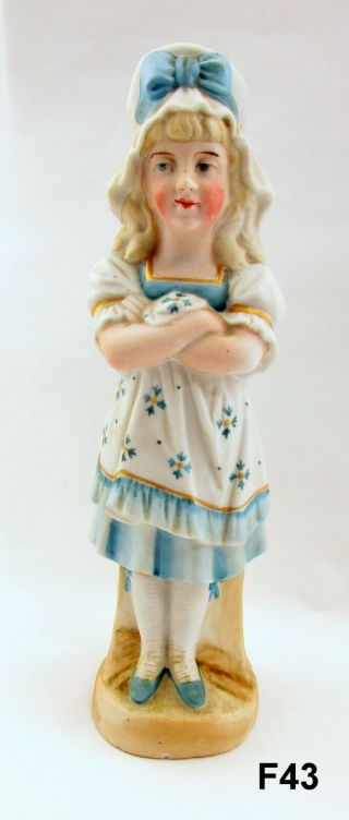 Antique German Bisque Porcelain Victorian Girl Figurine Marked Xx On Inside F43