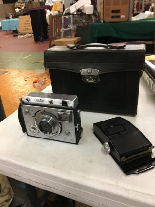 Rare Minolta Auto Press Camera With Case And Accessory