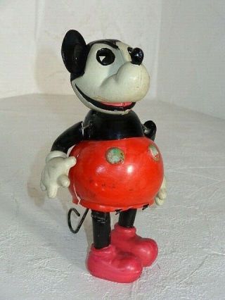 Rare 1930s Walt Disney Rambling Mickey Mouse Celluloid Windup Toy