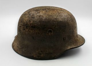 Vintage Wwii German Army Helmet With Bullet Hole Rare Find 6746