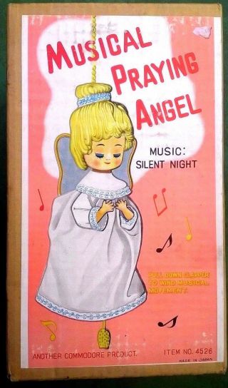 Vintage Musical Praying Blonde Angel Silent Night Commodore Ornament