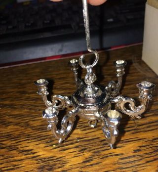 Vintage 1:12 Miniature Metal Chandelier (For Use With candles) 2