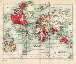 Antique Map Of The World C1900 W&ak Johnston