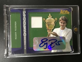 2007 Ace Authentic Roger Federer Dual Autograph Match Worn Memorabilia 9/10 Rare